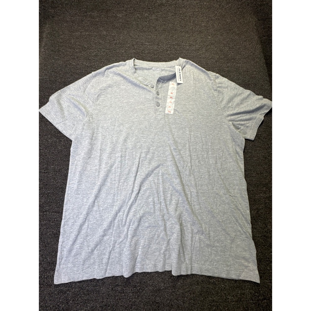 Old Navy Henley Shirt Mens XL Soft-Washed Grey Short Sleeve Button NEW